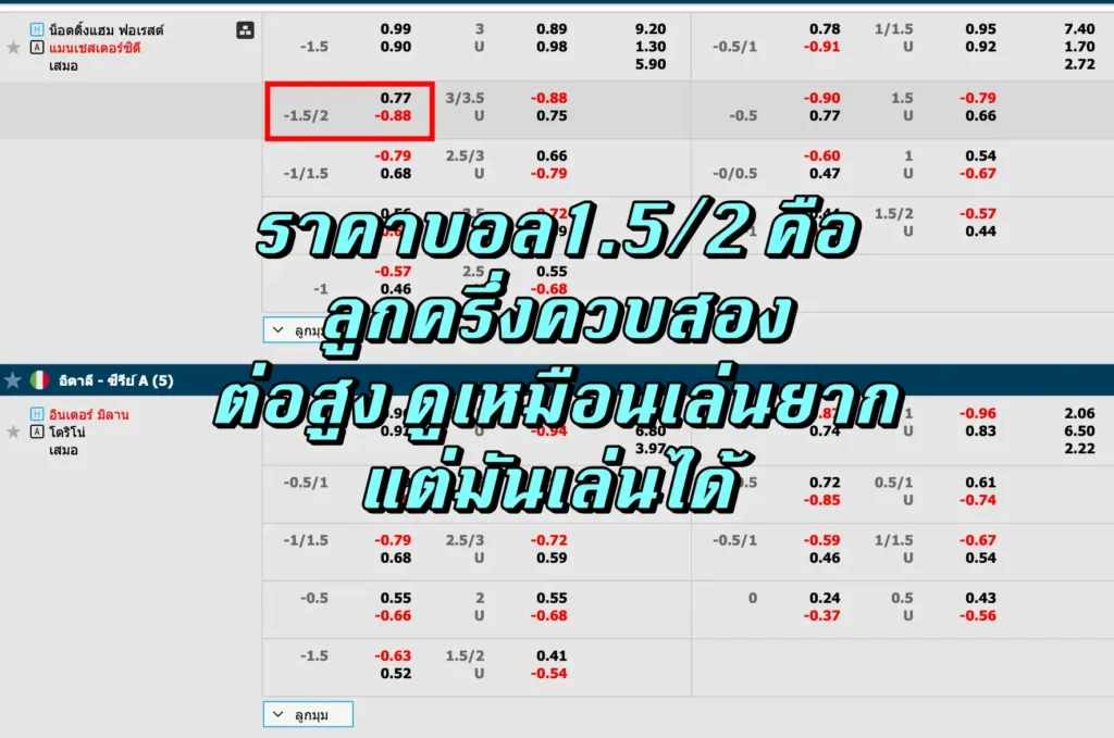 ราคาบอล1.5/2 คือ