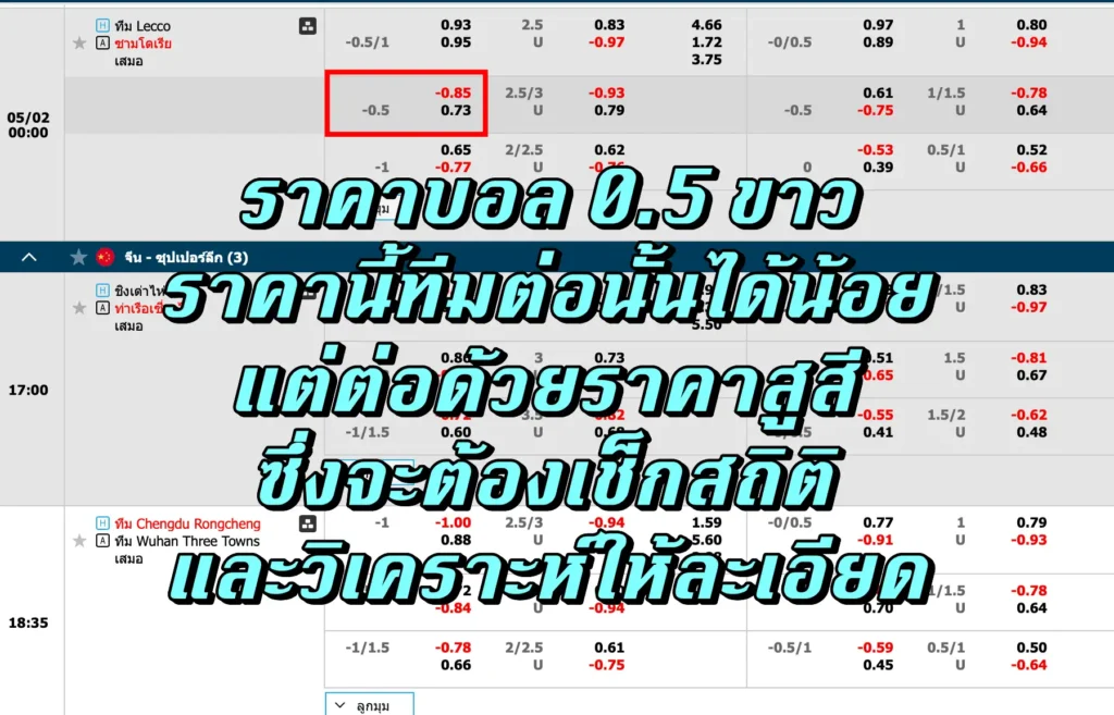 ราคาบอล 0.5 ขาว